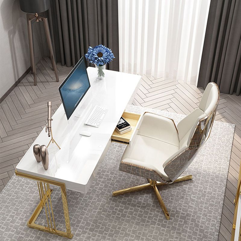 Escritorio de oficina rectángulo de madera Glam 29.53 "escritorio de escritura de alto con 1 cajón