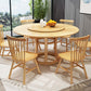 Table ronde moderne en bois massif, avec plateau tournant, pour la maison