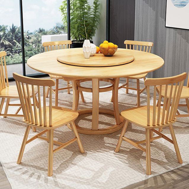 Table ronde moderne en bois massif, avec plateau tournant, pour la maison