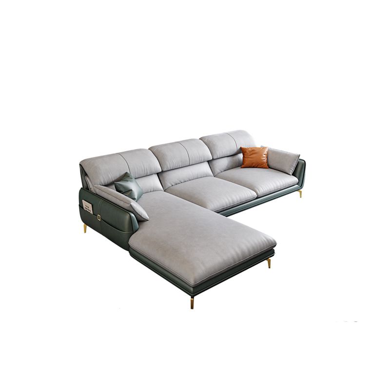 Scandinavian Faux Leather Light-grey Sectional for Apartment Clearhalo 'furn' 'furn_sectionals' 'Furniture' 'furniture_sectionals' 'kitchen' 'kitchen_sectionals' 'Living Room Furniture' 'Sectionals' 1200x1200_7cf5e1f6-17d6-4094-9222-1f46edf94774