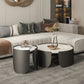 Slate Top Coffee Cocktail Table Tray Top Round Abstract Coffee or End Table