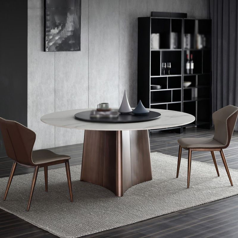 Contemporary Round Stone Standard Height Table Dining Table with Pedestal Base Clearhalo ' dining_table' 'Dining Tables & Seating' 'Dining Tables' 'furn' 'furn_dining_table' 'Furniture' 'furniture_dining_table' 'Kitchen & Dining Furniture' 'kitchen&dining_furn' 'kitchen' 'kitchen_dining_table' 1200x1200_7cf8a3bb-9bbb-467b-8638-06493bd1bfb3