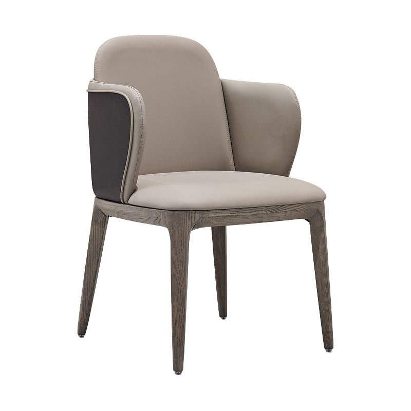 Faux leer en massief hout modern dineren accentstoel voor thuis