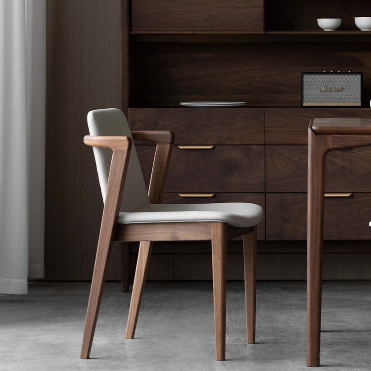 Home Walnut Wood Dining Chair Contemporary Upholstered Arm Chair Clearhalo 'Dining Chairs' 'Dining Tables & Seating' 'dining_chair' 'furn' 'furn_dining_chair' 'Furniture' 'Kitchen & Dining Furniture' 1200x1200_7cfbb0bc-99db-4af3-bbbf-088bb3d93104