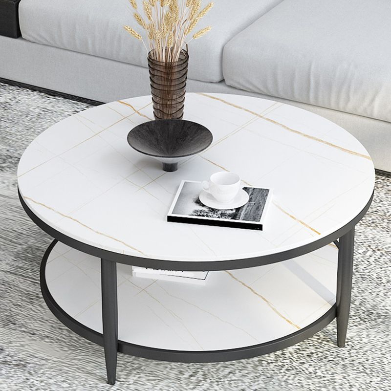 Glam Round 4 Legs Coffee Table Slate Top Coffee Cocktail Table Clearhalo 'Coffee & Accent Tables' 'Coffee Tables' 'coffee_tables' 'furn' 'furn_coffee_tables' 'Furniture' 'Living Room Furniture' 1200x1200_7cfbd38e-a338-4398-b74d-a2f1887c5a7e