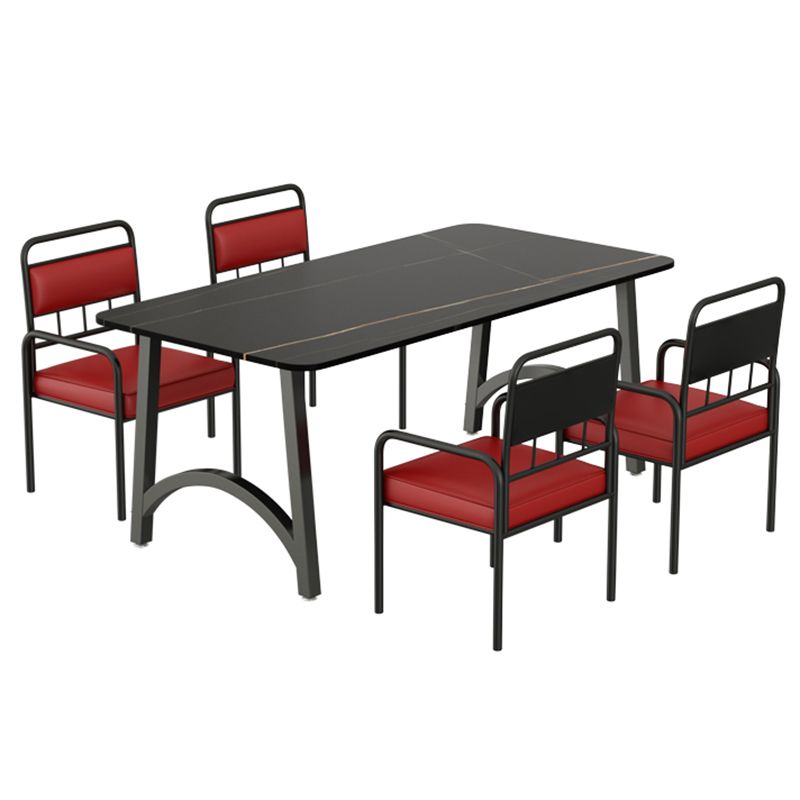 Modern Furniture 1/2/3/5/7/9 Pieces Sintered Stone Dining Set in Black Clearhalo 'Dining Room Sets' 'Dining Tables & Seating' 'dining_room_set' 'furn' 'furn_dining_room_set' 'Furniture' 'Kitchen & Dining Furniture' 1200x1200_7cfeaf04-33a8-4980-8da4-00aaebeaba8f