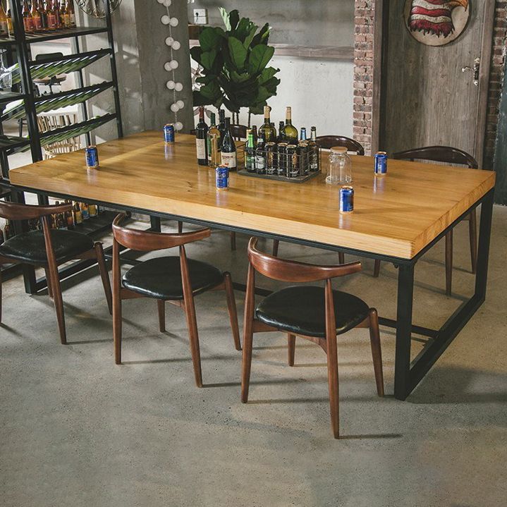 Industriële rechthoekige eettafel Eetkamer Massief houten eettafel