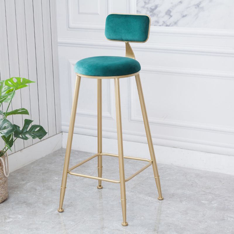 Scandinavian Footrest Bar Stools Fabric Round Seat Barstool with 4 Gold Iron Legs Clearhalo 'Bar Furniture' 'Bar Stools' 'bar_stools' 'furn' 'furn_bar_stools' 'Furniture' 'Kitchen & Dining Furniture' 1200x1200_7d0165a5-7181-4709-a8fb-94a8408e57ec