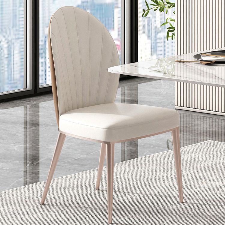 Nordic Style Side Chair Faux Leather Kitchen Dining Chair with Metal Base