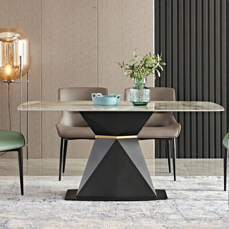 Metal Traditional Luxury Rectangular Table Sintered Stone Dining Table with Pedestal Base Clearhalo ' dining_table' 'Dining Tables & Seating' 'Dining Tables' 'furn' 'furn_dining_table' 'Furniture' 'furniture_dining_table' 'Kitchen & Dining Furniture' 'kitchen&dining_furn' 'kitchen' 'kitchen_dining_table' 1200x1200_7d02c899-62cc-43c8-9b75-91f1c81c5d76