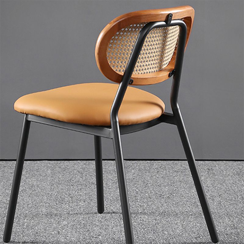 Glam Style PU Leather Chair Cane Back Armless Dining Chair for Indoor Clearhalo 'Dining Chairs' 'Dining Tables & Seating' 'dining_chair' 'furn' 'furn_dining_chair' 'Furniture' 'furniture_dining_chair' 'Kitchen & Dining Furniture' 1200x1200_7d0671cc-6bda-4700-a9a3-d2ab48c77f87