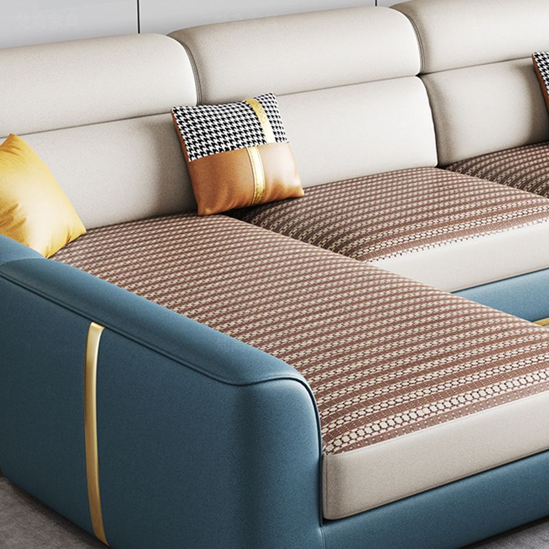 Modern Faux Leather Square Arm Sofa/Sectional for Apartment, Living Room Clearhalo 'furn' 'furn_sectionals' 'Furniture' 'furniture_sectionals' 'Living Room Furniture' 'Sectionals' 1200x1200_7d0686e9-7c72-4063-82df-aed8c6f6c0a5