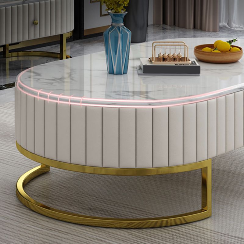 Oval Shape Coffee Desk Luxury Sintered Stone Top with Drawer