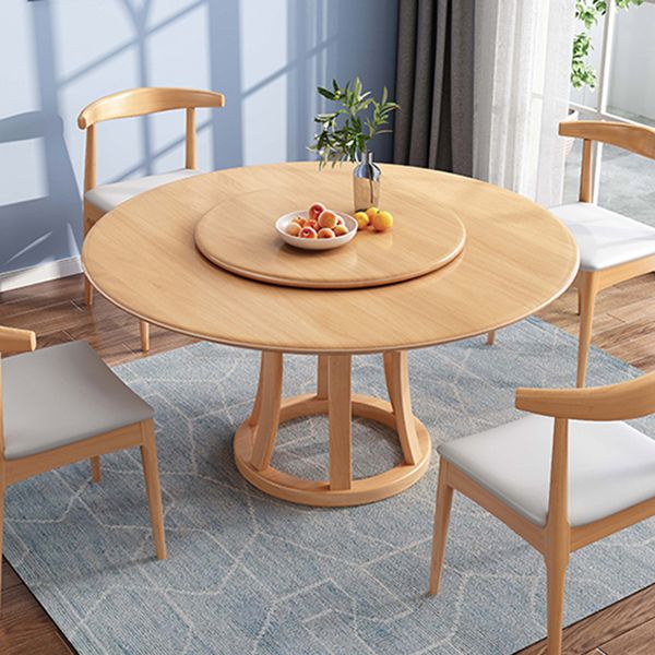 Round Table Solid Wood Table with Turntable for Home and Kitchen Clearhalo 'Dining Tables & Seating' 'Dining Tables' 'dining_table' 'furn' 'furn_dining_table' 'Furniture' 'Kitchen & Dining Furniture' 1200x1200_7d070384-23de-4d1d-81ac-ccbd6410a581