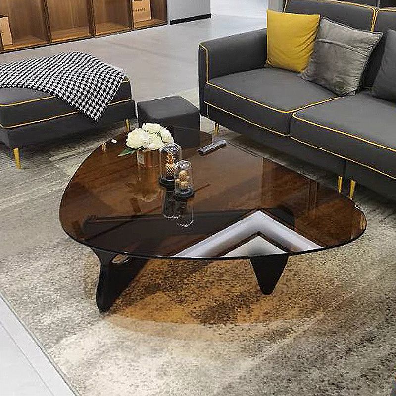 Abstract Base Design Wood/brown/black Solid Wood Tempered Glass Countertops Side Table Clearhalo 'Coffee & Accent Tables' 'End & Side Tables' 'end_side_table' 'end_side_tables' 'furn' 'furn_end_side_tables' 'Furniture' 'furniture_end_side_table' 'Living Room Furniture' 1200x1200_7d0cd609-a529-4922-ade3-f0881311539e