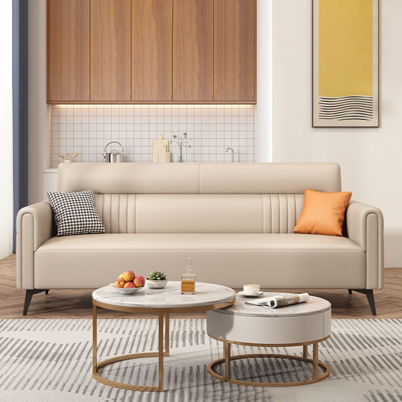 Modern Faux Leather Square Arm Standard Sofa with Storage Bag for Living Room Clearhalo 'furn' 'furn_sofas' 'Furniture' 'furniture_sofas' 'kitchen' 'kitchen_sofas' 'Living Room Furniture' 'Sofa' 'sofas' 1200x1200_7d0e6189-4a20-428b-a421-6e5475ff0ae6