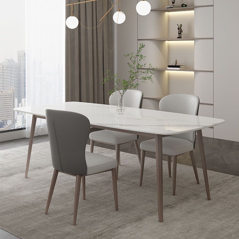 デザイナーダイニングセット1/2/4/5/7ピースストーンとメタルダイネットセットホワイト