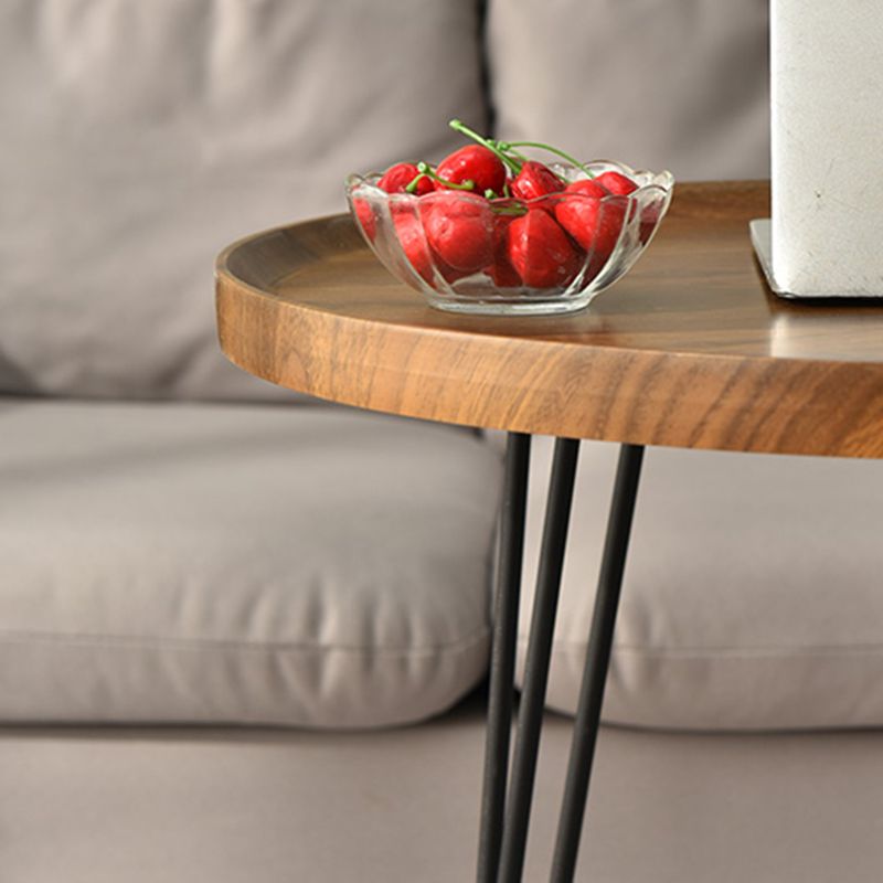 Tavolino contemporaneo a 3 gambe tavolino rotondo in legno in marrone