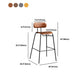 Matte Finish Leather Barstool Nordic Style Coffee Shop Low Back Stool