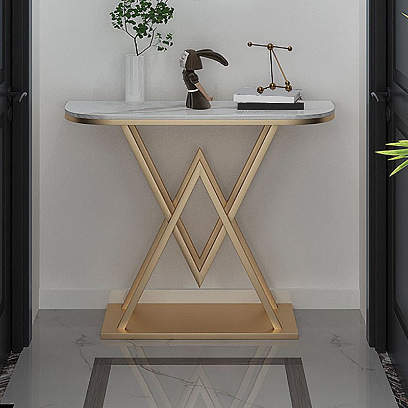Metal Frame Accent Table with White Marble Console Table for Hall Clearhalo 'Console Tables' 'console_tables' 'Entry & Mudroom Furniture' 'furn' 'furn_console_tables' 'Furniture' 1200x1200_7d120cef-6712-456a-a7b5-d979e66cf99c