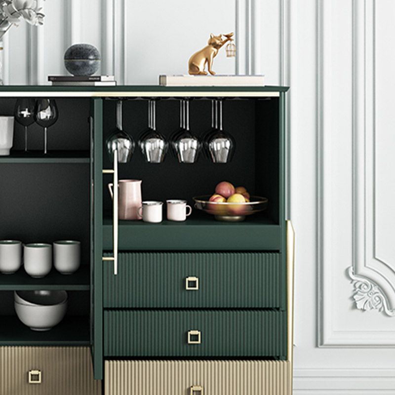 Table de buffet en bois massif planche latérale contemporaine avec armoires et tiroirs