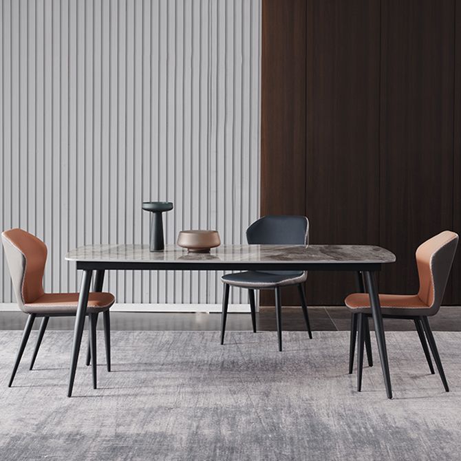 Industrial Style Home Sintered Stone Dining Table 4 Legs Carbon Steel Base Rectangle Table Clearhalo ' dining_table' 'Dining Tables & Seating' 'Dining Tables' 'furn' 'furn_dining_table' 'Furniture' 'furniture_dining_table' 'Kitchen & Dining Furniture' 'kitchen&dining_furn' 'kitchen' 'kitchen_dining_table' 1200x1200_7d165c14-6c2d-4ac1-9a7d-ba23db1737c1