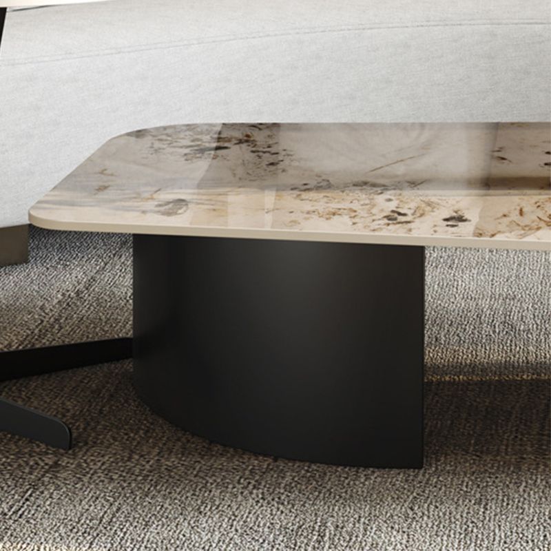 Pedestal Design Marble Metal Steel Black Pedestal Free Shape Coffee Table