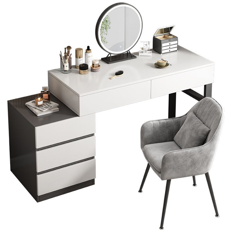 Modern Wooden Vanity Desk in White Modern with Drawers Dressing Table