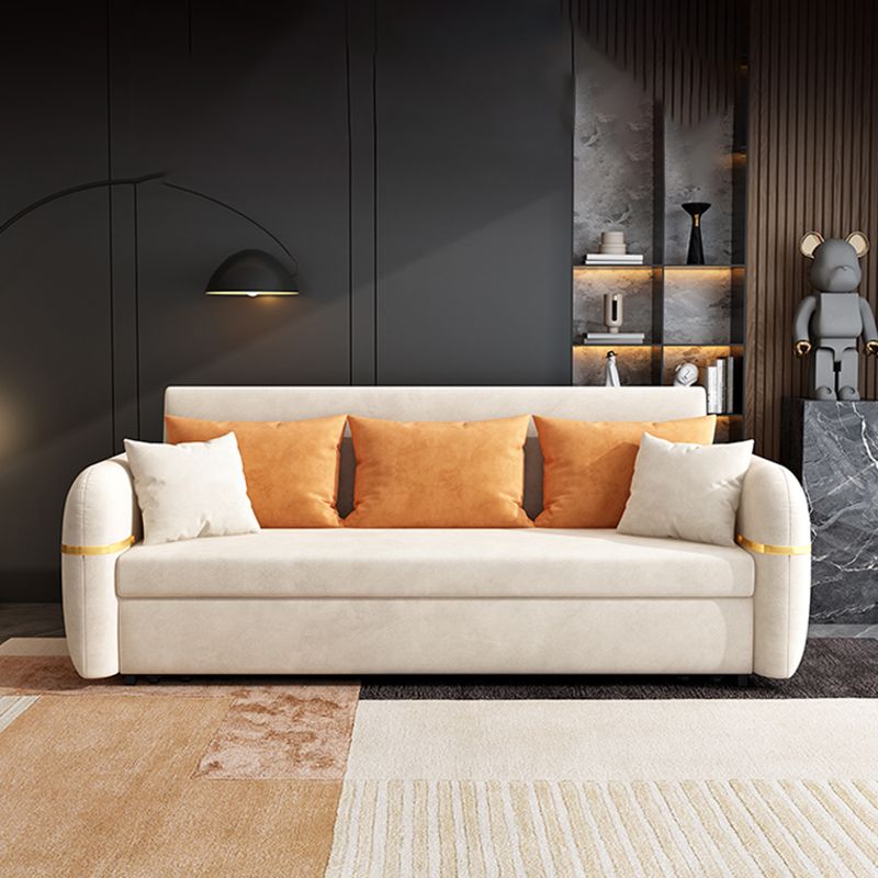 White Square Arms Sofa Futon Cushion Back Foldable Futon Sofa Bed