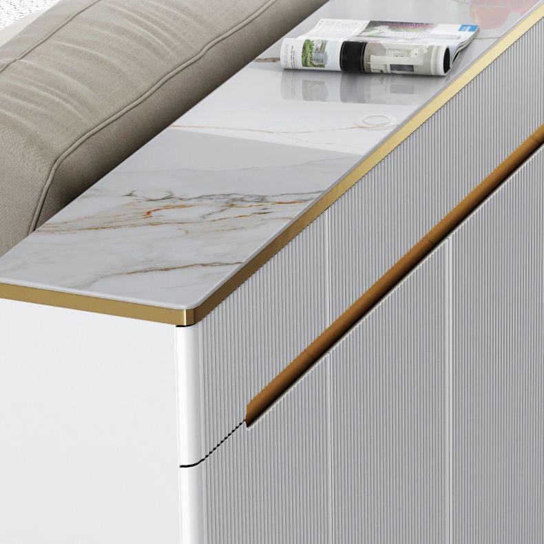 Serveur de restauration White Glam Stone et serveur buffet en bois d'ingénierie