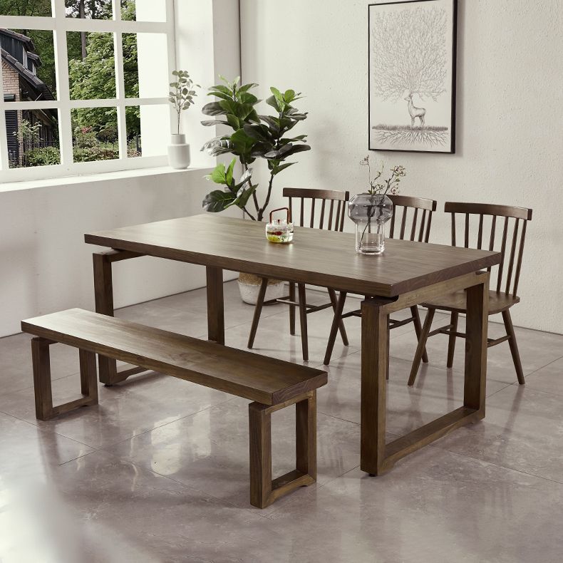 Solid Wood Brown Tone Table Simplicity Sled Base Table for Dining Room Clearhalo ' dining_table' 'Dining Tables & Seating' 'Dining Tables' 'furn' 'furn_dining_table' 'Furniture' 'furniture_dining_table' 'Kitchen & Dining Furniture' 'kitchen&dining_furn' 'kitchen' 'kitchen_dining_table' 1200x1200_7d1ab430-5686-4ea0-967a-98c1326f2c26