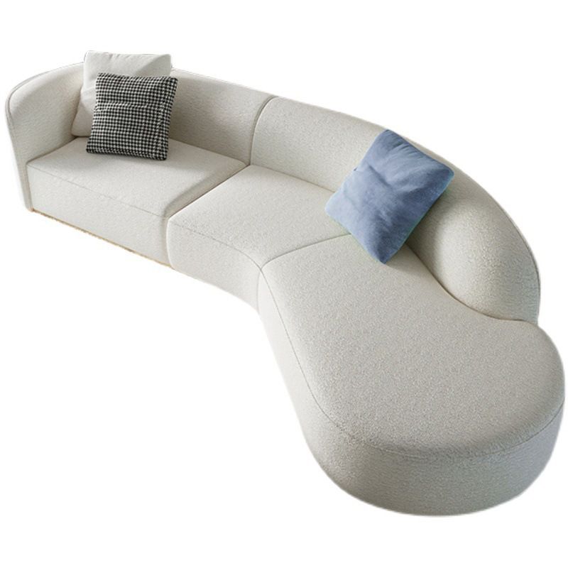 Scandinavian Curved Sectional Sofa Sloped Arm Sofa & Chaise with 3 Pillows Clearhalo 'furn' 'furn_sectionals' 'Furniture' 'Living Room Furniture' 'Sectionals' 1200x1200_7d1b4e77-a695-40ea-ac7f-edbfad3f1a86