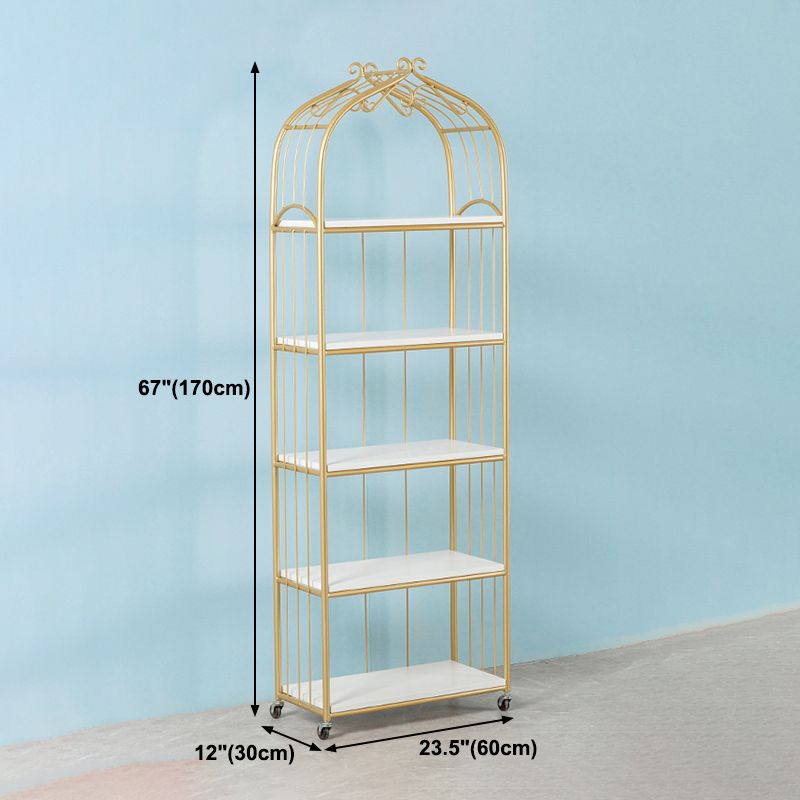 Glam Style Bookshelf Open Back Bookcase for Home Office Study Room with Casters Clearhalo 'Bookcases' 'furn' 'furn_bookcases' 'Furniture' 'furniture_bookcases' 'kitchen' 'kitchen_bookcases' 'Living Room Furniture' 'Office Furniture' 1200x1200_7d1e9a72-5793-46e8-91b4-f4efa9da4a03