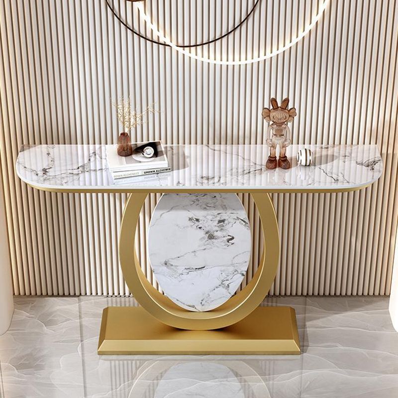 12 inch Wide Glam Console Table Half Moon Stone Accent Table with Legs Clearhalo 'Console Tables' 'console_tables' 'Entry & Mudroom Furniture' 'furn' 'furn_console_tables' 'Furniture' 1200x1200_7d1ef03e-517b-4d97-80b0-4e5540e7e10d