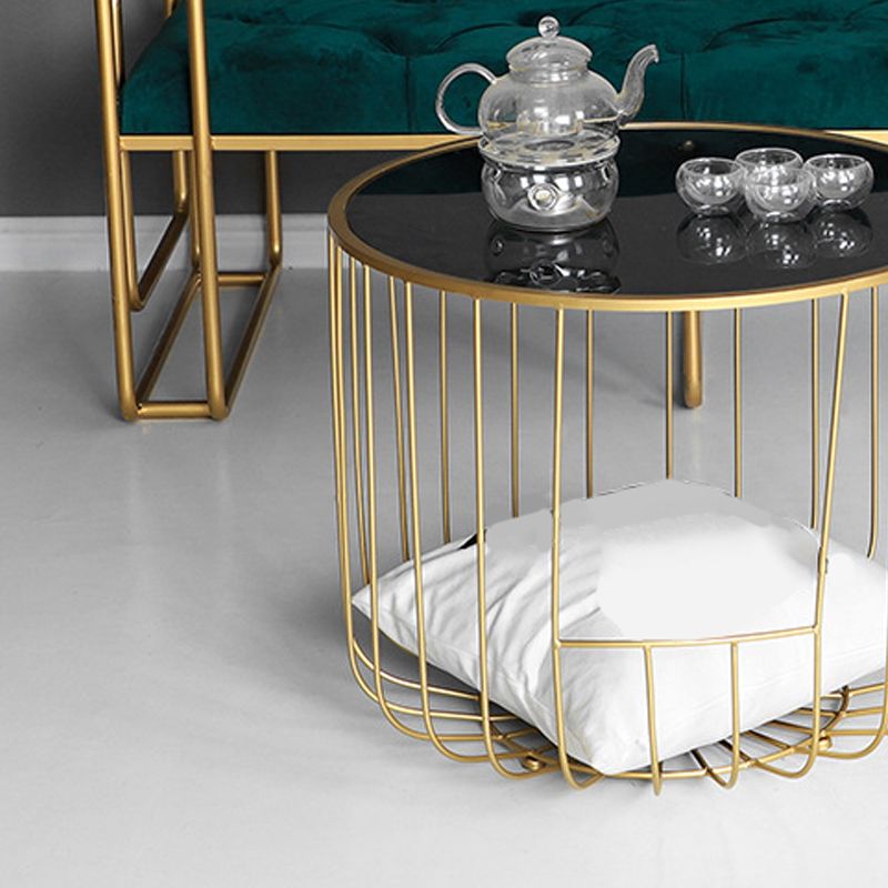 Contemporary Round Top Cocktail Table with Frame Base in Iron Clearhalo 'Coffee & Accent Tables' 'Coffee Tables' 'coffee_tables' 'furn' 'furn_coffee_tables' 'Furniture' 'Living Room Furniture' 1200x1200_7d2178c2-4228-47a3-9020-fb33d1061f86