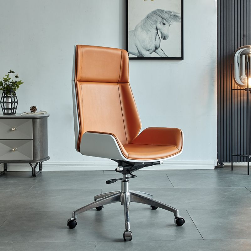 High Back Office Chair Rotatable Leather Desk Chair with Wheels Clearhalo 'furn' 'furn_office_chair' 'Furniture' 'Office Chairs' 'Office Furniture' 'office_chair' 1200x1200_7d22dfbe-3960-423c-a8b2-1f981161f3a6