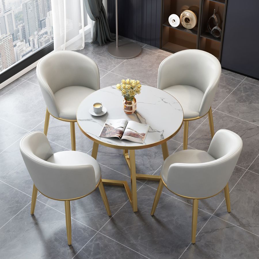 5 Piece Round Shape Wood Top Dining Room Chair and Table Set Clearhalo 'Dining Room Sets' 'Dining Tables & Seating' 'dining_room_set' 'furn' 'furn_dining_room_set' 'Furniture' 'Kitchen & Dining Furniture' 1200x1200_7d23b835-6ff8-4285-92f3-103cd26970f8