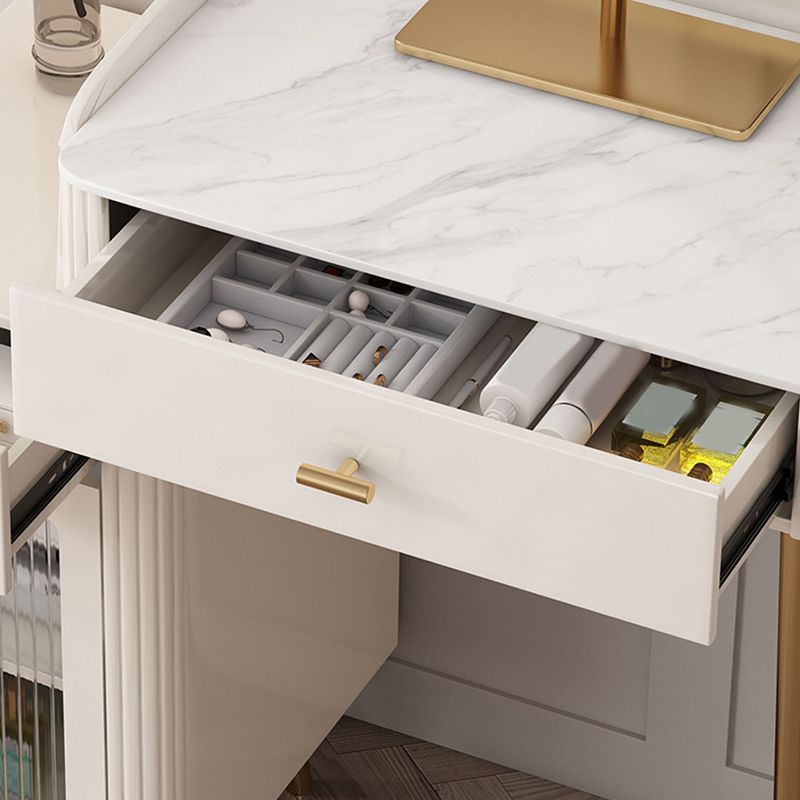 Contemporary White Slate Dresser 31.1-In High Vanity Dressing Table Set with Drawers