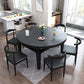 Moderne stenen schaalbare eettafel met houten onderstel voor eetkamer