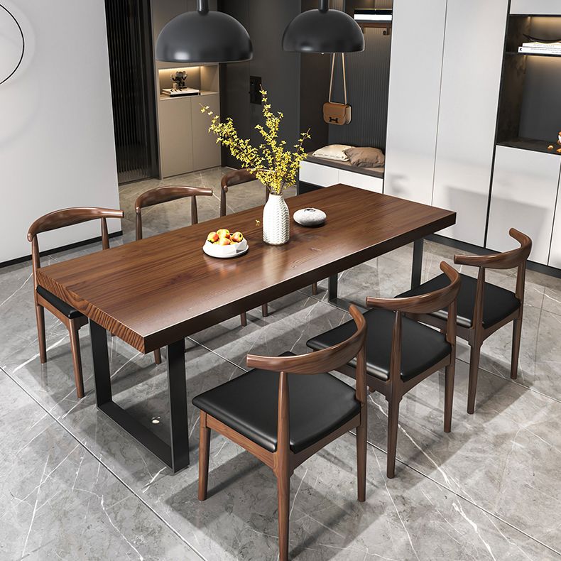 Industrial 1/2/5/7 Pieces Dining Set Solid Wood Top Dinette Set with Black Base Clearhalo 'Dining Room Sets' 'Dining Tables & Seating' 'dining_room_set' 'furn' 'furn_dining_room_set' 'Furniture' 'Kitchen & Dining Furniture' 1200x1200_7d2a6825-1529-4a73-98c3-ec9c2a36cfd7