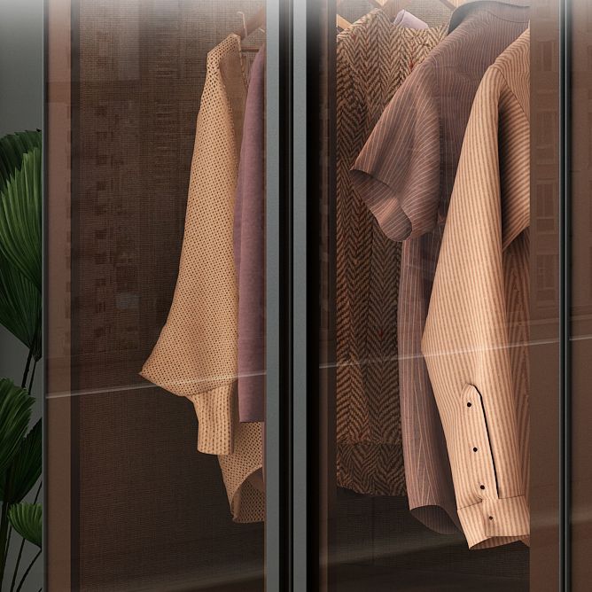 Moderner Kleiderschrankglas und technische Holzgarderobe Schrank