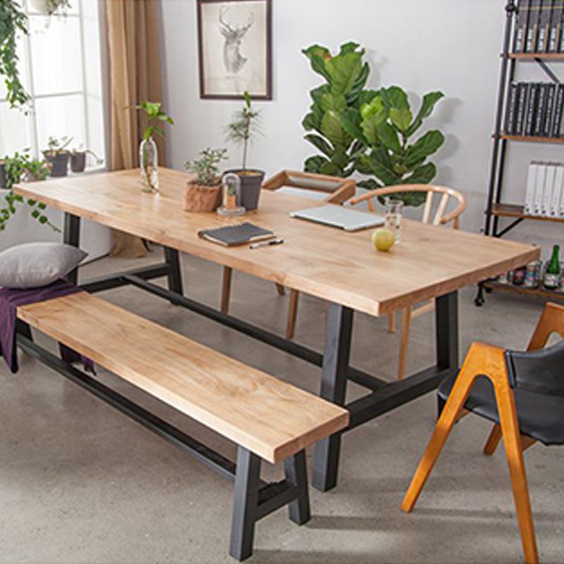 Rectangle Trestle Dining Table Modern Wood Table for Milk Tea Shop Clearhalo 'Dining Tables & Seating' 'Dining Tables' 'dining_table' 'furn' 'furn_dining_table' 'Furniture' 'Kitchen & Dining Furniture' 1200x1200_7d2b890b-b535-44cd-9923-046624279868