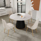 Traditional Luxury Dining Table Round Sintered Stone Table for Home Clearhalo 'Dining Tables & Seating' 'Dining Tables' 'dining_table' 'furn' 'furn_dining_table' 'Furniture' 'Kitchen & Dining Furniture' 1200x1200_7d2baaa6-e23a-4903-bf94-c68734c44581