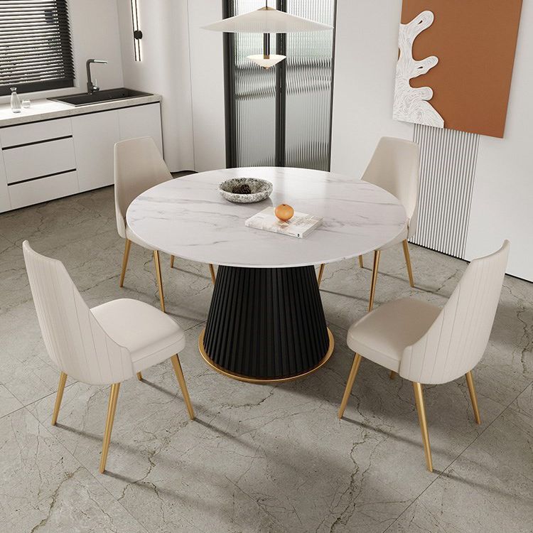 Traditional Luxury Dining Table Round Sintered Stone Table for Home Clearhalo 'Dining Tables & Seating' 'Dining Tables' 'dining_table' 'furn' 'furn_dining_table' 'Furniture' 'Kitchen & Dining Furniture' 1200x1200_7d2baaa6-e23a-4903-bf94-c68734c44581