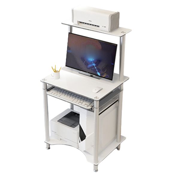 Contemporary Glass Computer Desk Keyboard Tray Rectangular Office Desk Clearhalo 'furn' 'furn_office_desk' 'Furniture' 'Office Desks' 'Office Furniture' 'office_desk' 1200x1200_7d2c27d5-eb22-48cf-b29d-e93a614a298c