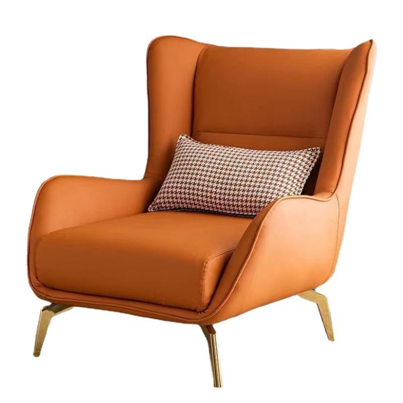 Modern Style Bonded Leather Arms Included with Pillow Wingback Chair Clearhalo 'Accent Chairs' 'accent_chairs' 'Chairs & Seating' 'furn' 'furn_accent_chairs' 'Furniture' 'Living Room Furniture' 1200x1200_7d2cbffa-5e66-4170-9817-2ae85634e98b