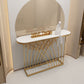 Glam Marble Console Table Oval Stain Resistant Console Sofa Table for Hall