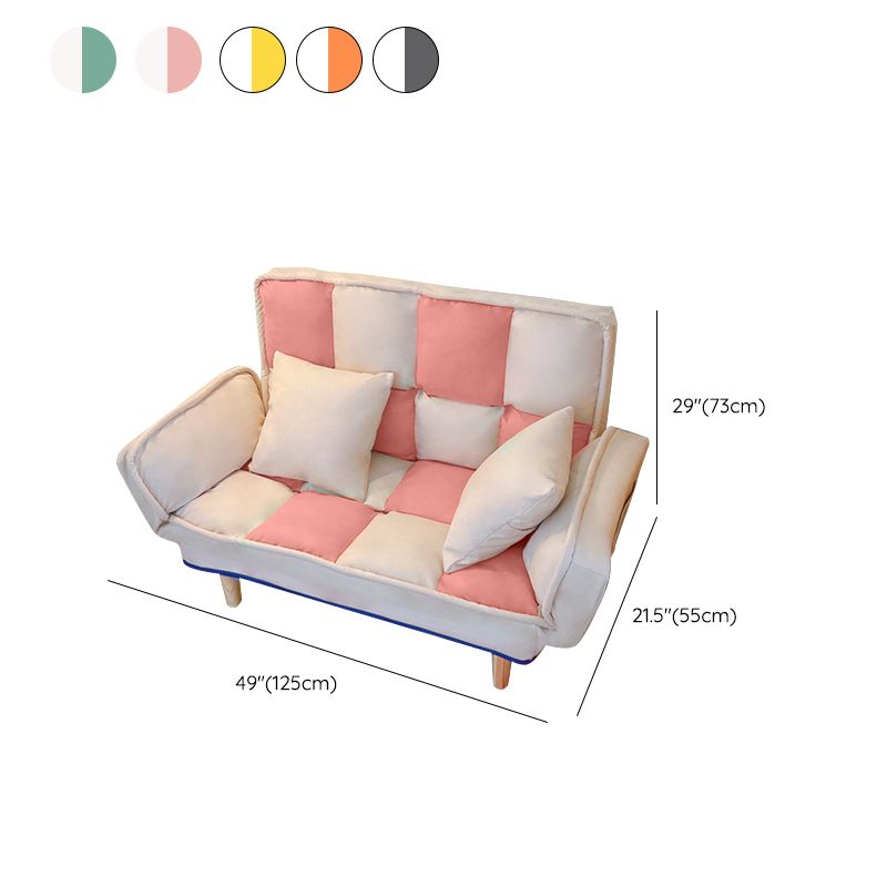 Convertible Leather Sofa Living Room Rolled Arm Loveseat with Pillows