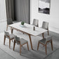 Mesa de comedor rectangular industrial Mesa de piedra sinterizada con patas de madera