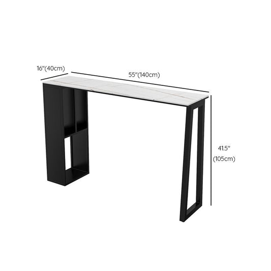 Rectangle Stone Black Metal Bar Height Table Industrial Double Pedestal Bar Table Clearhalo 'Bar Furniture' 'Bar Tables' 'bar_tables' 'furn' 'furn_bar_tables' 'Furniture' 'Kitchen & Dining Furniture' 1200x1200_7d2f4ade-5183-49dd-b28d-3a307669cd8b